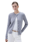 SUUKSESS Women Cable Knit Cashmere Sweaters Crew Neck Button Up Chunky Cardigan Long Sleeve Fall Outfits-SUUKSESS-SUUKSESS