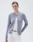 SUUKSESS Women Cable Knit Cashmere Sweaters Crew Neck Button Up Chunky Cardigan Long Sleeve Fall Outfits-SUUKSESS-SUUKSESS