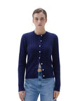 SUUKSESS Women Cable Knit Cashmere Sweaters Crew Neck Button Up Chunky Cardigan Long Sleeve Fall Outfits-SUUKSESS-Navy-XS-SUUKSESS
