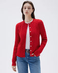 SUUKSESS Women Cable Knit Cashmere Sweaters Crew Neck Button Up Chunky Cardigan Long Sleeve Fall Outfits-SUUKSESS-SUUKSESS