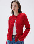 SUUKSESS Women Cable Knit Cashmere Sweaters Crew Neck Button Up Chunky Cardigan Long Sleeve Fall Outfits-SUUKSESS-SUUKSESS