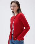 SUUKSESS Women Cable Knit Cashmere Sweaters Crew Neck Button Up Chunky Cardigan Long Sleeve Fall Outfits-SUUKSESS-SUUKSESS