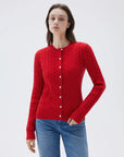 SUUKSESS Women Cable Knit Cashmere Sweaters Crew Neck Button Up Chunky Cardigan Long Sleeve Fall Outfits-SUUKSESS-SUUKSESS