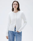 SUUKSESS Women Cable Knit Cashmere Sweaters Crew Neck Button Up Chunky Cardigan Long Sleeve Fall Outfits-SUUKSESS-SUUKSESS