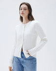 SUUKSESS Women Cable Knit Cashmere Sweaters Crew Neck Button Up Chunky Cardigan Long Sleeve Fall Outfits-SUUKSESS-SUUKSESS