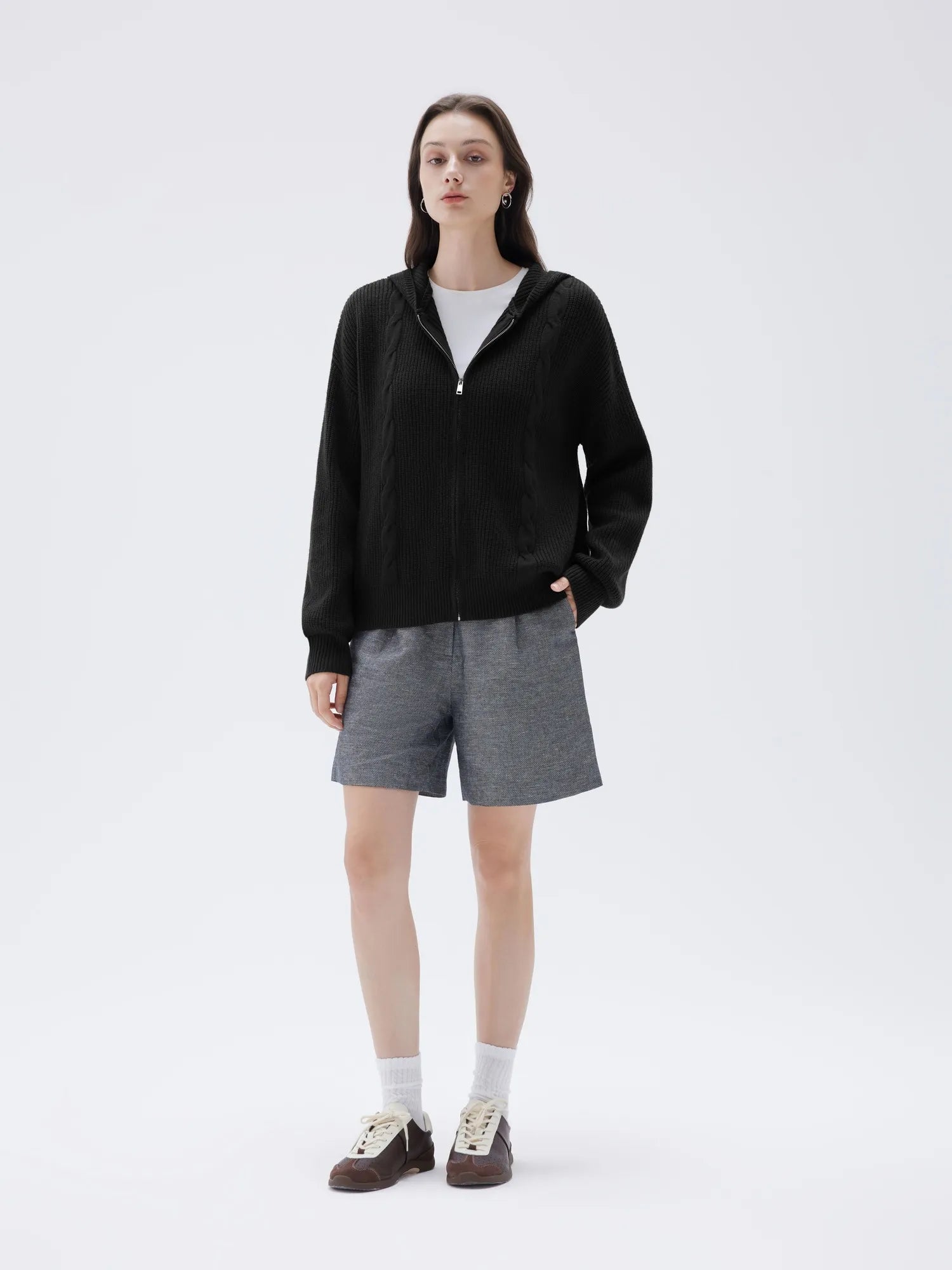 SUUKSESS Women Chunky Knit Cashmere Sweaters Zip up Oversized Hoodies Cardigan with Pockets Long Sleeve Fall Outerwear-SUUKSESS-SUUKSESS