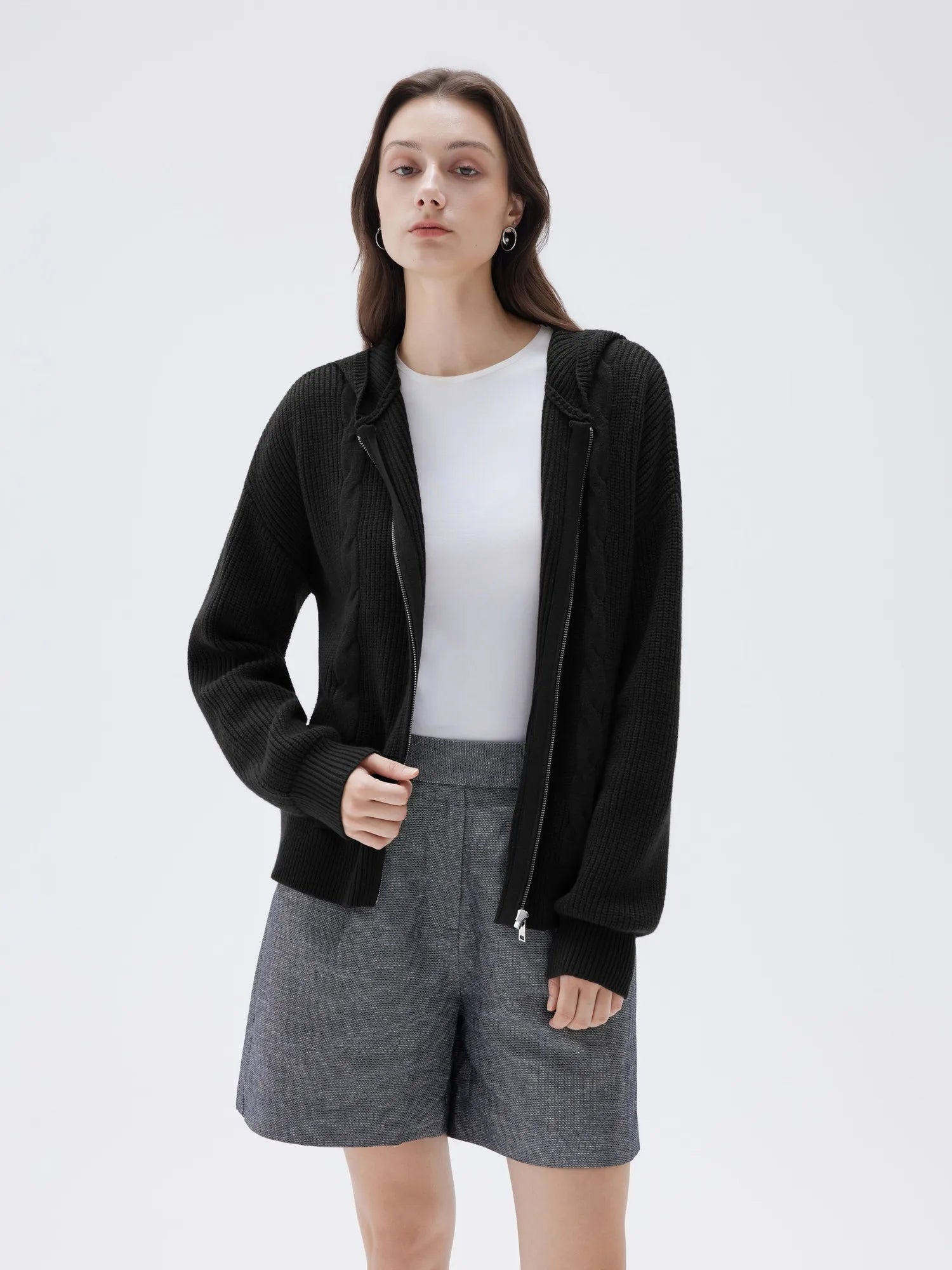 SUUKSESS Women Chunky Knit Cashmere Sweaters Zip up Oversized Hoodies Cardigan with Pockets Long Sleeve Fall Outerwear-SUUKSESS-SUUKSESS