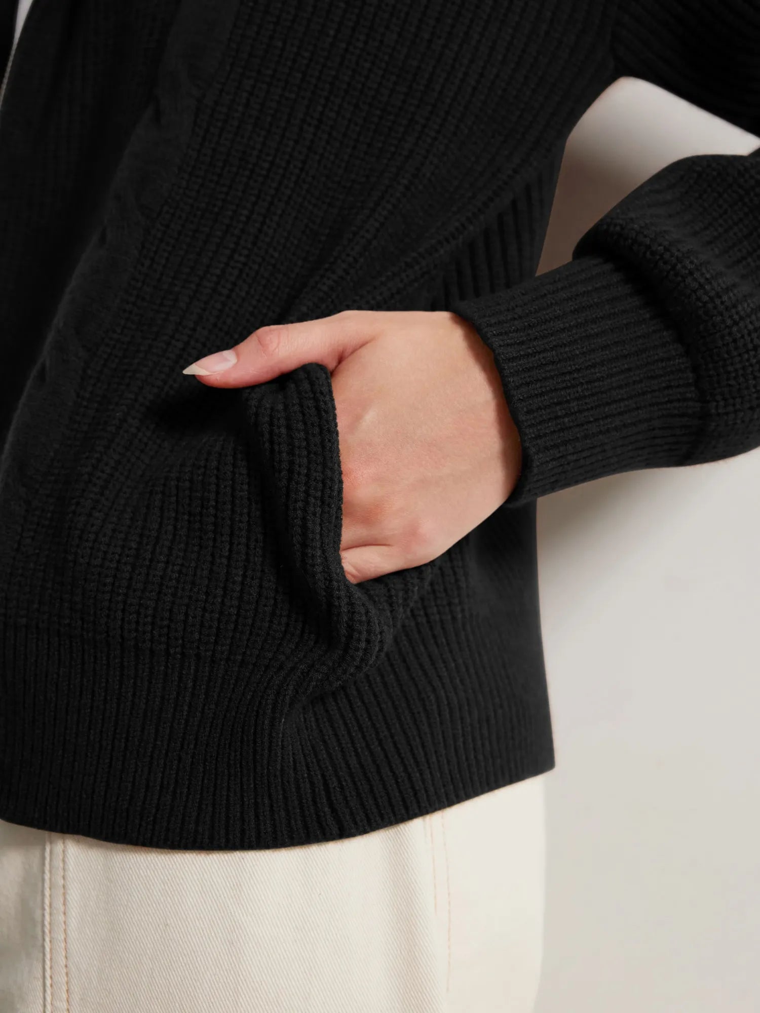 SUUKSESS Women Chunky Knit Cashmere Sweaters Zip up Oversized Hoodies Cardigan with Pockets Long Sleeve Fall Outerwear-SUUKSESS-SUUKSESS