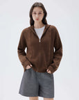 SUUKSESS Women Chunky Knit Cashmere Sweaters Zip up Oversized Hoodies Cardigan with Pockets Long Sleeve Fall Outerwear-SUUKSESS-Brown-XS-SUUKSESS