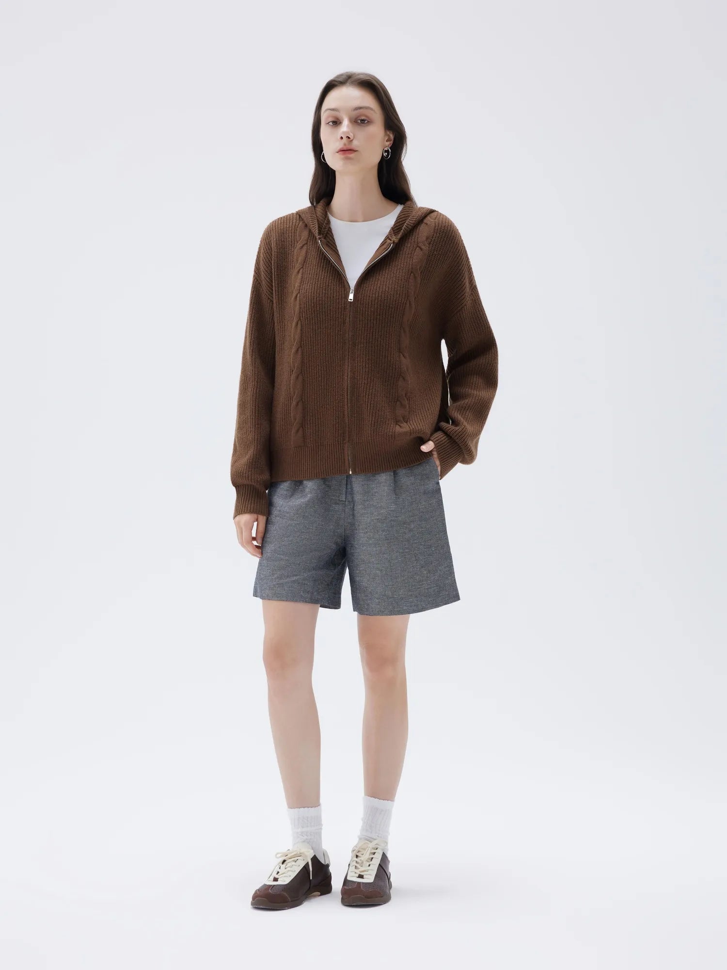 SUUKSESS Women Chunky Knit Cashmere Sweaters Zip up Oversized Hoodies Cardigan with Pockets Long Sleeve Fall Outerwear-SUUKSESS-SUUKSESS