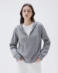SUUKSESS Women Chunky Knit Cashmere Sweaters Zip up Oversized Hoodies Cardigan with Pockets Long Sleeve Fall Outerwear-SUUKSESS-Grey-XS-SUUKSESS