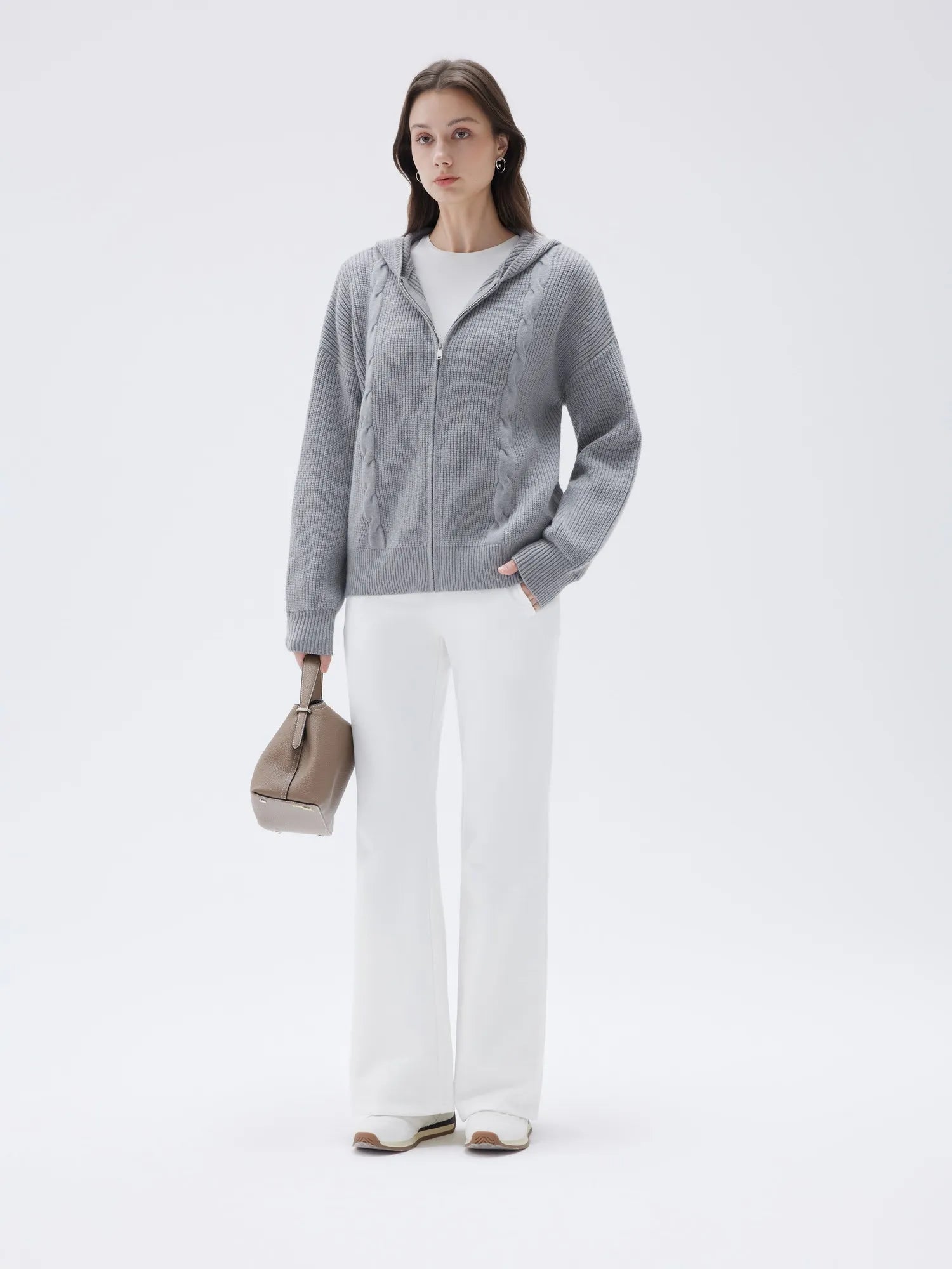 SUUKSESS Women Chunky Knit Cashmere Sweaters Zip up Oversized Hoodies Cardigan with Pockets Long Sleeve Fall Outerwear-SUUKSESS-SUUKSESS