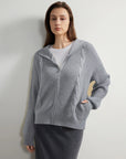 SUUKSESS Women Chunky Knit Cashmere Sweaters Zip up Oversized Hoodies Cardigan with Pockets Long Sleeve Fall Outerwear-SUUKSESS-SUUKSESS