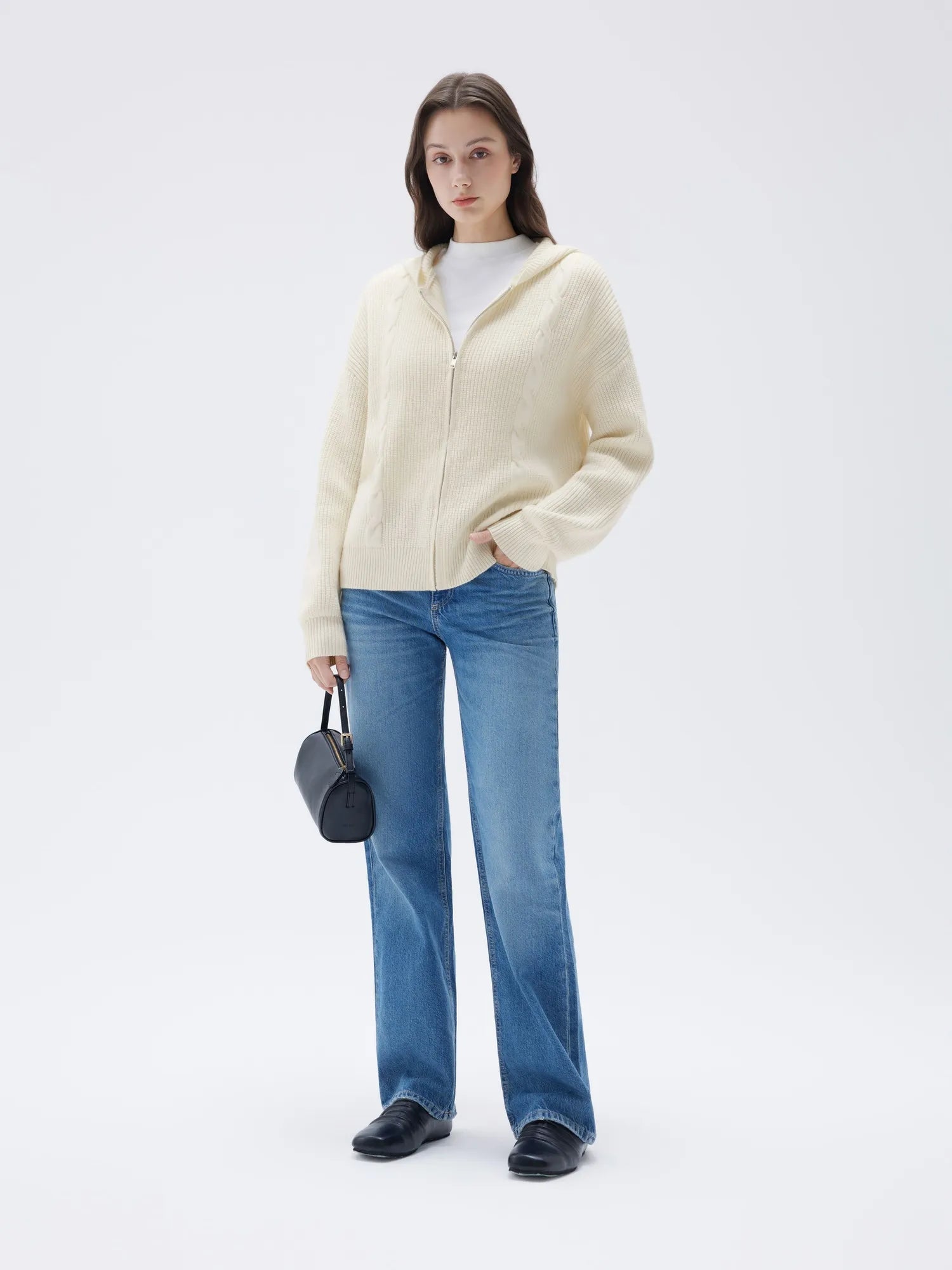 SUUKSESS Women Chunky Knit Cashmere Sweaters Zip up Oversized Hoodies Cardigan with Pockets Long Sleeve Fall Outerwear-SUUKSESS-SUUKSESS