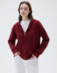 SUUKSESS Women Chunky Knit Cashmere Sweaters Zip up Oversized Hoodies Cardigan with Pockets Long Sleeve Fall Outerwear-SUUKSESS-Wine-XS-SUUKSESS