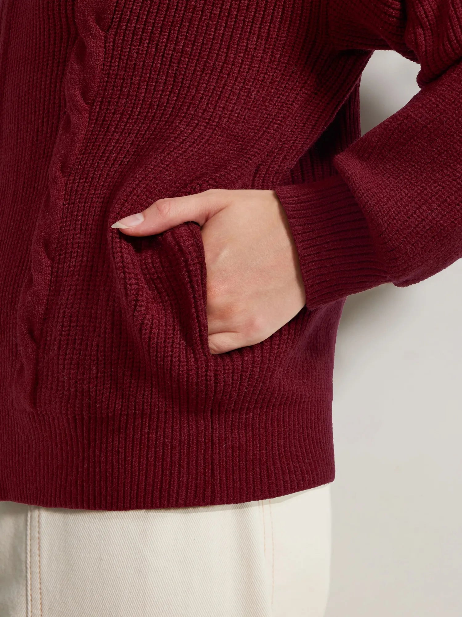 SUUKSESS Women Chunky Knit Cashmere Sweaters Zip up Oversized Hoodies Cardigan with Pockets Long Sleeve Fall Outerwear-SUUKSESS-SUUKSESS