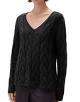 Cashmere V Neck Cable Sweater