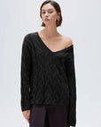 Cashmere V Neck Cable Sweater