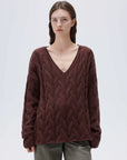 Cashmere V Neck Cable Sweater
