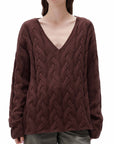 Cashmere V Neck Cable Sweater