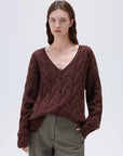 Cashmere V Neck Cable Sweater