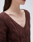 Cashmere V Neck Cable Sweater
