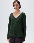 Cashmere V Neck Cable Sweater