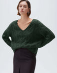 Cashmere V Neck Cable Sweater