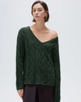 Cashmere V Neck Cable Sweater
