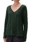Cashmere V Neck Cable Sweater