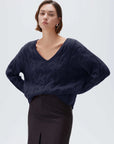 Cashmere V Neck Cable Sweater