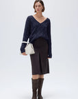 Cashmere V Neck Cable Sweater