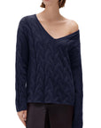 Cashmere V Neck Cable Sweater