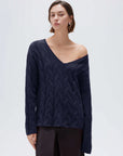 Cashmere V Neck Cable Sweater