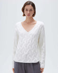 Cashmere V Neck Cable Sweater