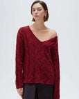 Cashmere V Neck Cable Sweater