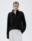 SUUKSESS Women Cashmere Oversized Quarter Zip Pullover Sweater Long Sleeve Collared Ribbed Knit Jumper Tops-SUUKSESS-SUUKSESS