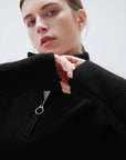 SUUKSESS Women Cashmere Oversized Quarter Zip Pullover Sweater Long Sleeve Collared Ribbed Knit Jumper Tops-SUUKSESS-SUUKSESS