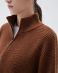 SUUKSESS Women Cashmere Oversized Quarter Zip Pullover Sweater Long Sleeve Collared Ribbed Knit Jumper Tops-SUUKSESS-SUUKSESS