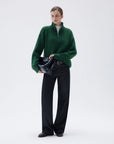 SUUKSESS Women Cashmere Oversized Quarter Zip Pullover Sweater Long Sleeve Collared Ribbed Knit Jumper Tops-SUUKSESS-SUUKSESS