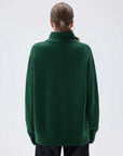 SUUKSESS Women Cashmere Oversized Quarter Zip Pullover Sweater Long Sleeve Collared Ribbed Knit Jumper Tops-SUUKSESS-SUUKSESS