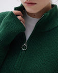 SUUKSESS Women Cashmere Oversized Quarter Zip Pullover Sweater Long Sleeve Collared Ribbed Knit Jumper Tops-SUUKSESS-SUUKSESS