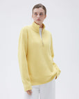 SUUKSESS Women Cashmere Oversized Quarter Zip Pullover Sweater Long Sleeve Collared Ribbed Knit Jumper Tops-SUUKSESS-SUUKSESS