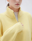 SUUKSESS Women Cashmere Oversized Quarter Zip Pullover Sweater Long Sleeve Collared Ribbed Knit Jumper Tops-SUUKSESS-SUUKSESS