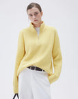 SUUKSESS Women Cashmere Oversized Quarter Zip Pullover Sweater Long Sleeve Collared Ribbed Knit Jumper Tops-SUUKSESS-SUUKSESS