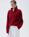 SUUKSESS Women Cashmere Oversized Quarter Zip Pullover Sweater Long Sleeve Collared Ribbed Knit Jumper Tops-SUUKSESS-SUUKSESS