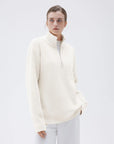 SUUKSESS Women Cashmere Oversized Quarter Zip Pullover Sweater Long Sleeve Collared Ribbed Knit Jumper Tops-SUUKSESS-SUUKSESS