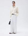 SUUKSESS Women Cashmere Oversized Quarter Zip Pullover Sweater Long Sleeve Collared Ribbed Knit Jumper Tops-SUUKSESS-SUUKSESS