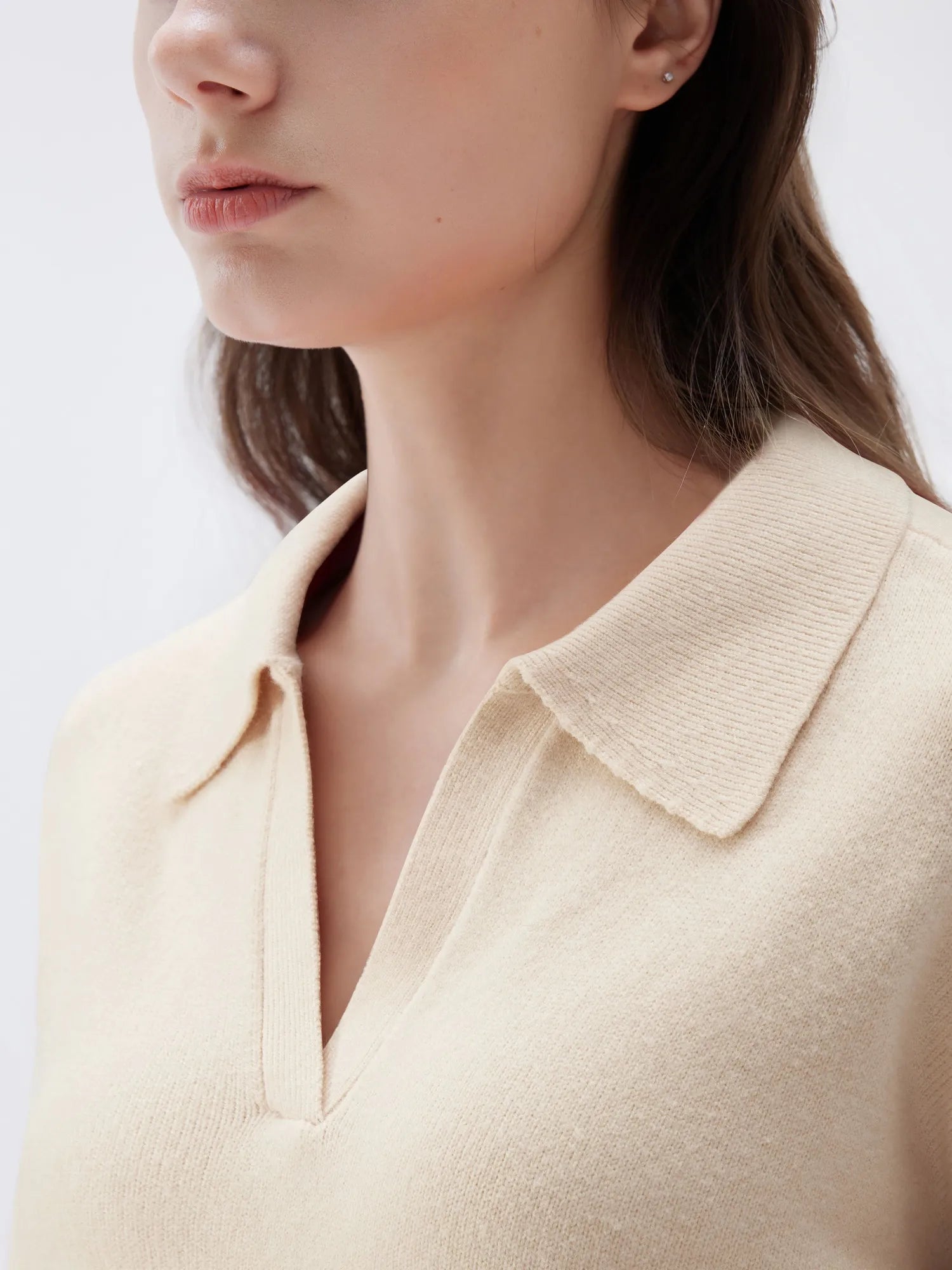 SUUKSESS Women Cashmere Oversized V Neck Pullover Sweaters Long Sleeve Collared Knit Jumper Tops-SUUKSESS-SUUKSESS