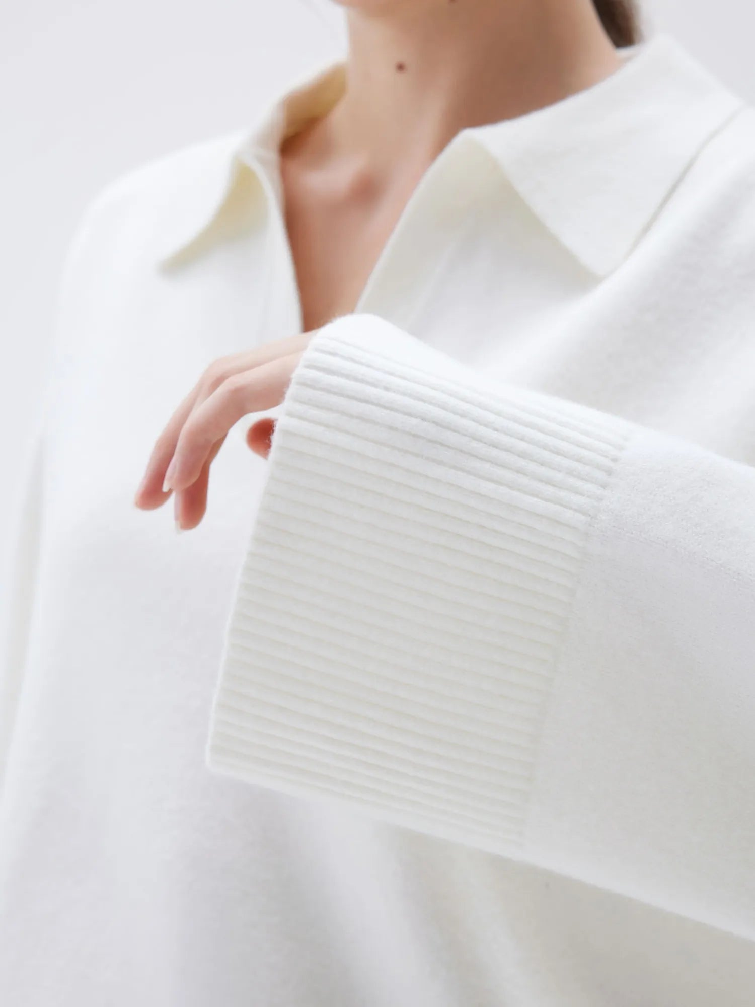 SUUKSESS Women Cashmere Oversized V Neck Pullover Sweaters Long Sleeve Collared Knit Jumper Tops-SUUKSESS-SUUKSESS